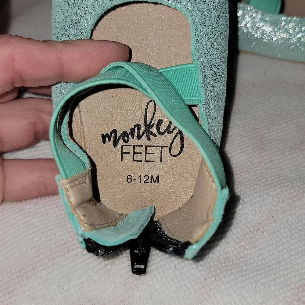 MONKEY FEET Baby Girl Soft Sole Ballerina Style Leather Moccasins 6-12 months